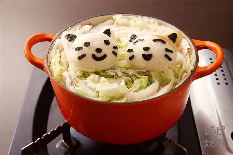 大根おろしアート鍋 猫の写真